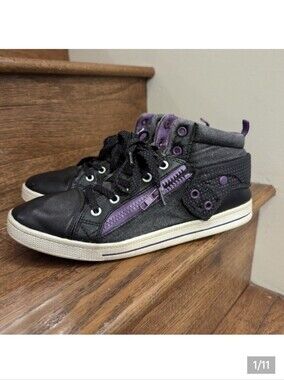 Abacus Black and Purple High-Top Vegan Leather Sneakers Sz 10